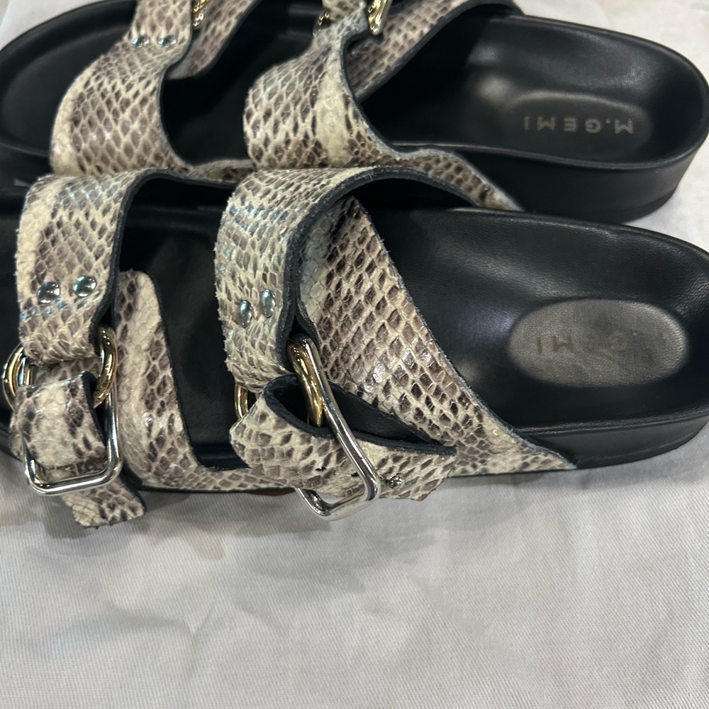 M. Gemi Snakeskin Pattern Sandals - Black and Cream - Picture 2 of 3
